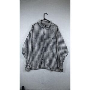 Ralph Lauren Jeans Co Shirt Mens 2XL Gray Black Plaid Flannel Button Front